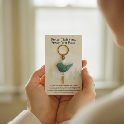 🔥🔥New Year--Song of Nature: Amazonite Bird Keychain for Peace & Courage