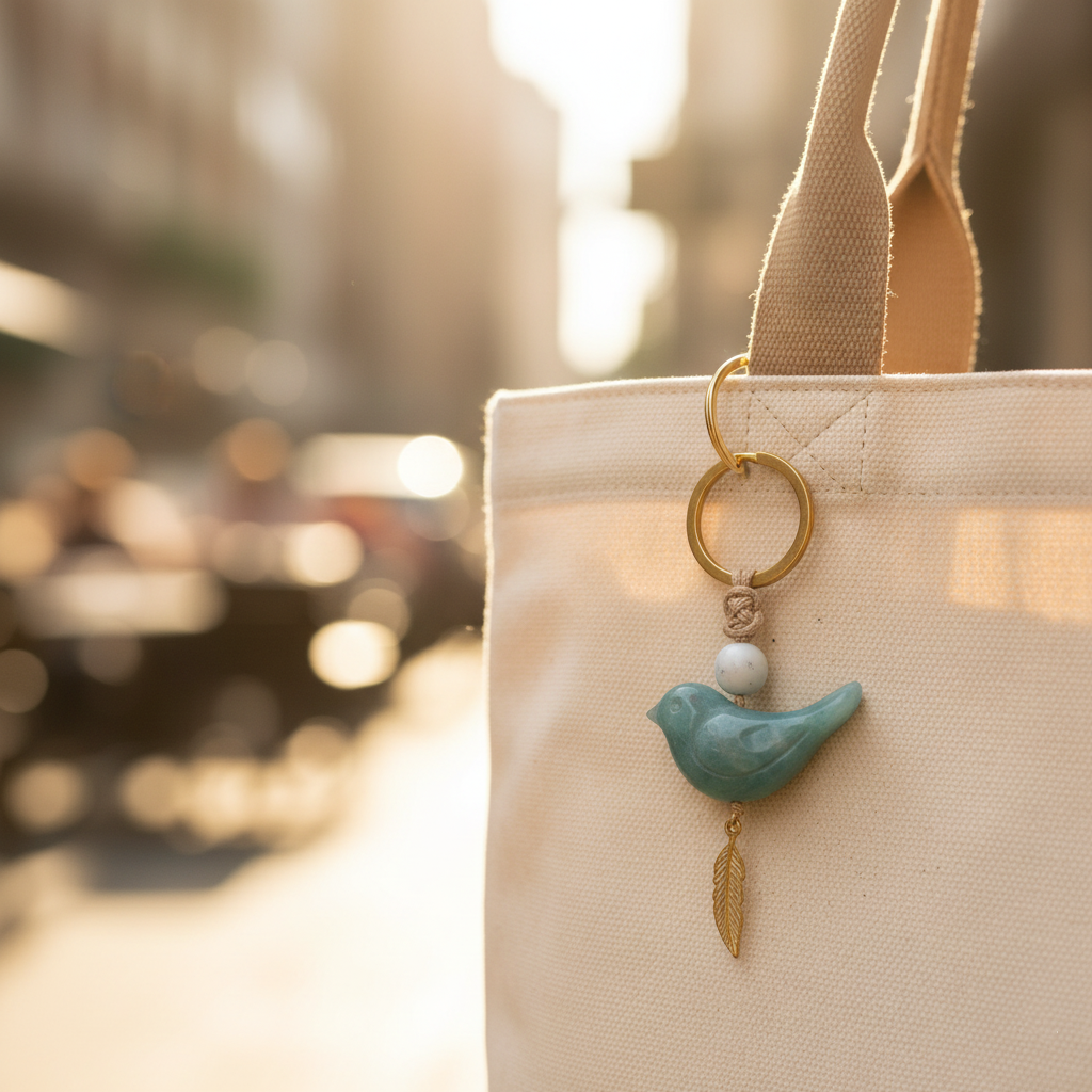 🔥🔥New Year--Song of Nature: Amazonite Bird Keychain for Peace & Courage