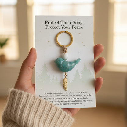 🔥🔥New Year--Song of Nature: Amazonite Bird Keychain for Peace & Courage
