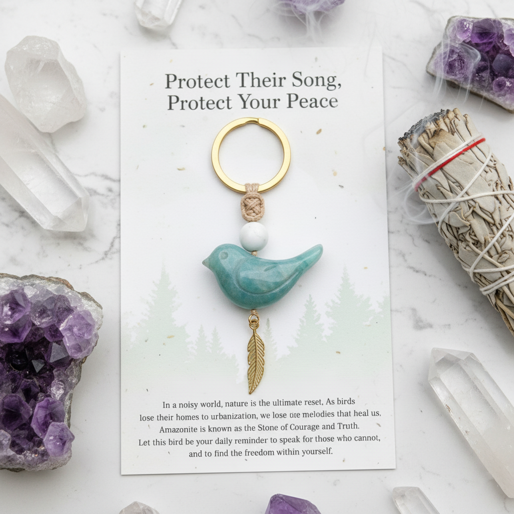 🔥🔥New Year--Song of Nature: Amazonite Bird Keychain for Peace & Courage