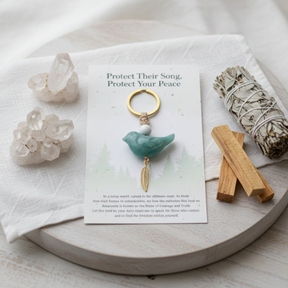 🔥🔥New Year--Song of Nature: Amazonite Bird Keychain for Peace & Courage