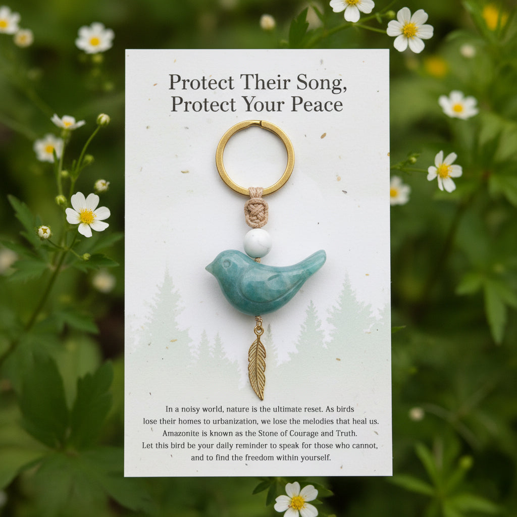 🔥🔥New Year--Song of Nature: Amazonite Bird Keychain for Peace & Courage