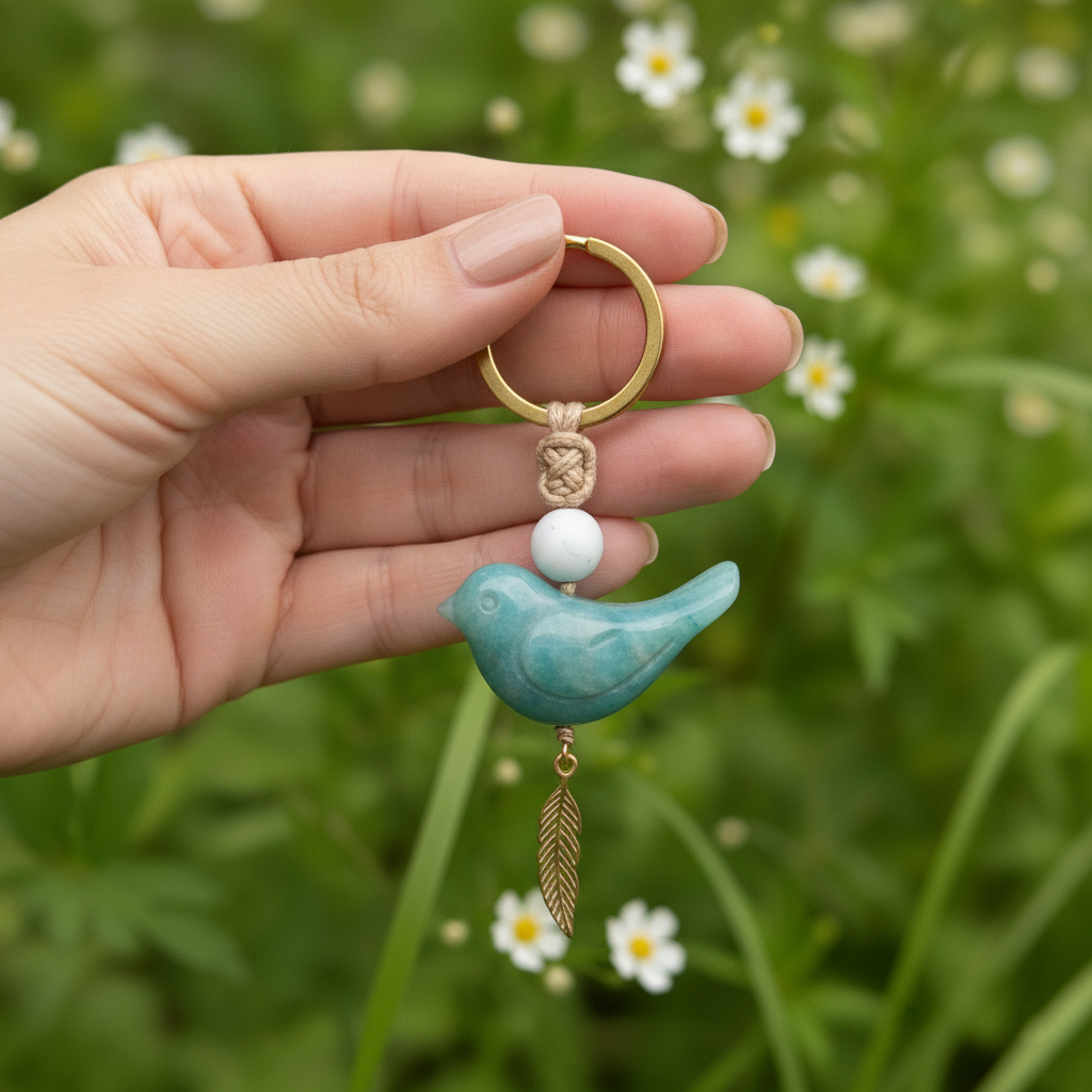 🔥🔥New Year--Song of Nature: Amazonite Bird Keychain for Peace & Courage