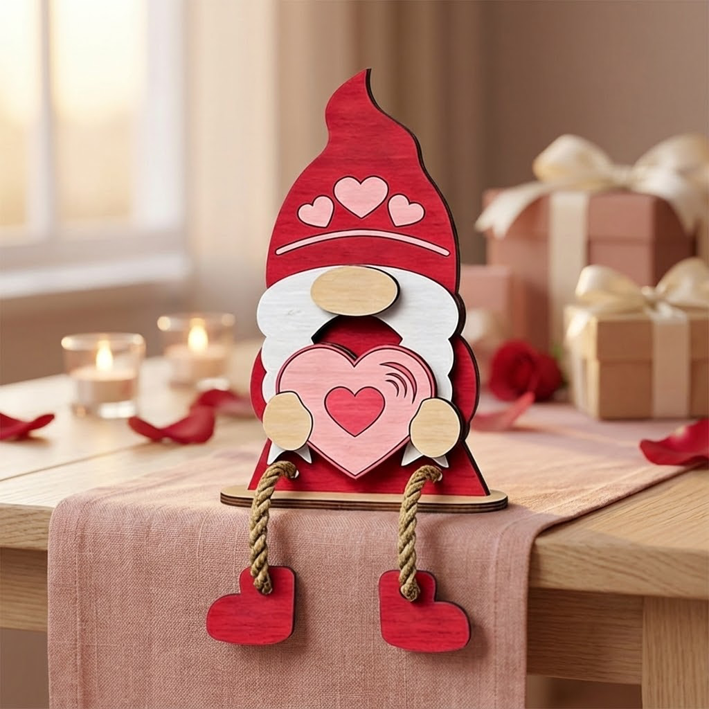 💖Valentine’s Day Wooden Gnome Decoration