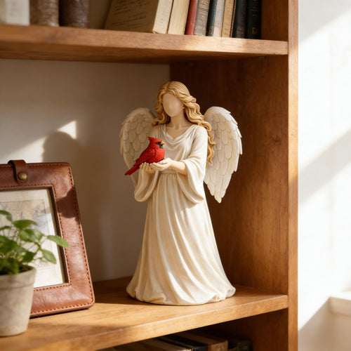 🐦 Handcrafted Cardinal & Angel Memorial Statues – A Symbol of Love, Peace, and Remembrance