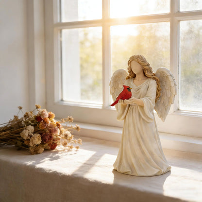 🐦 Handcrafted Cardinal & Angel Memorial Statues – A Symbol of Love, Peace, and Remembrance