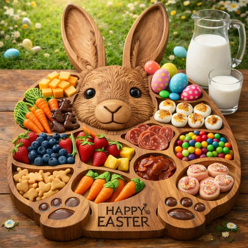 🔥🔥New Year Gift--Easter Bunny Wooden Charcuterie Board🐰