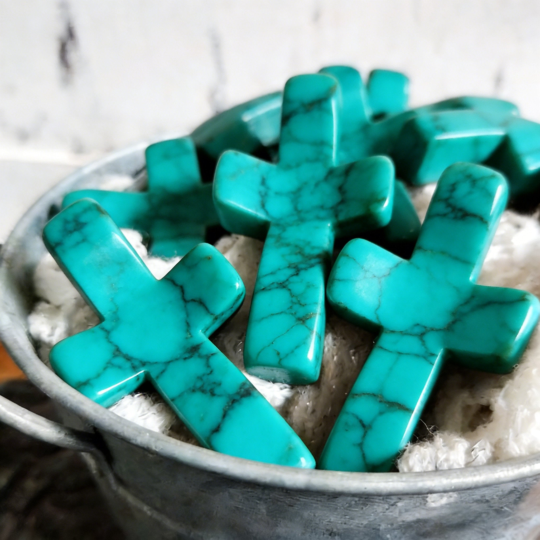 🔥🔥New Year--✝️Natural Turquoise Pocket Cross: Handcrafted for Peace & Serenity❤️