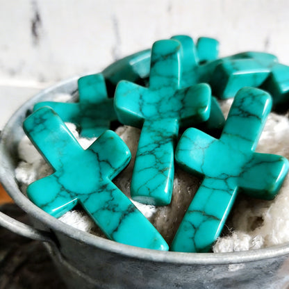 🔥🔥New Year--✝️Natural Turquoise Pocket Cross: Handcrafted for Peace & Serenity❤️