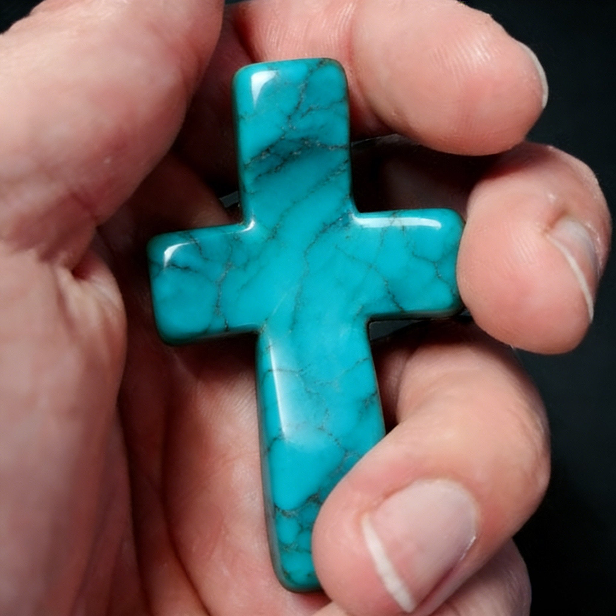 🔥🔥New Year--✝️Natural Turquoise Pocket Cross: Handcrafted for Peace & Serenity❤️
