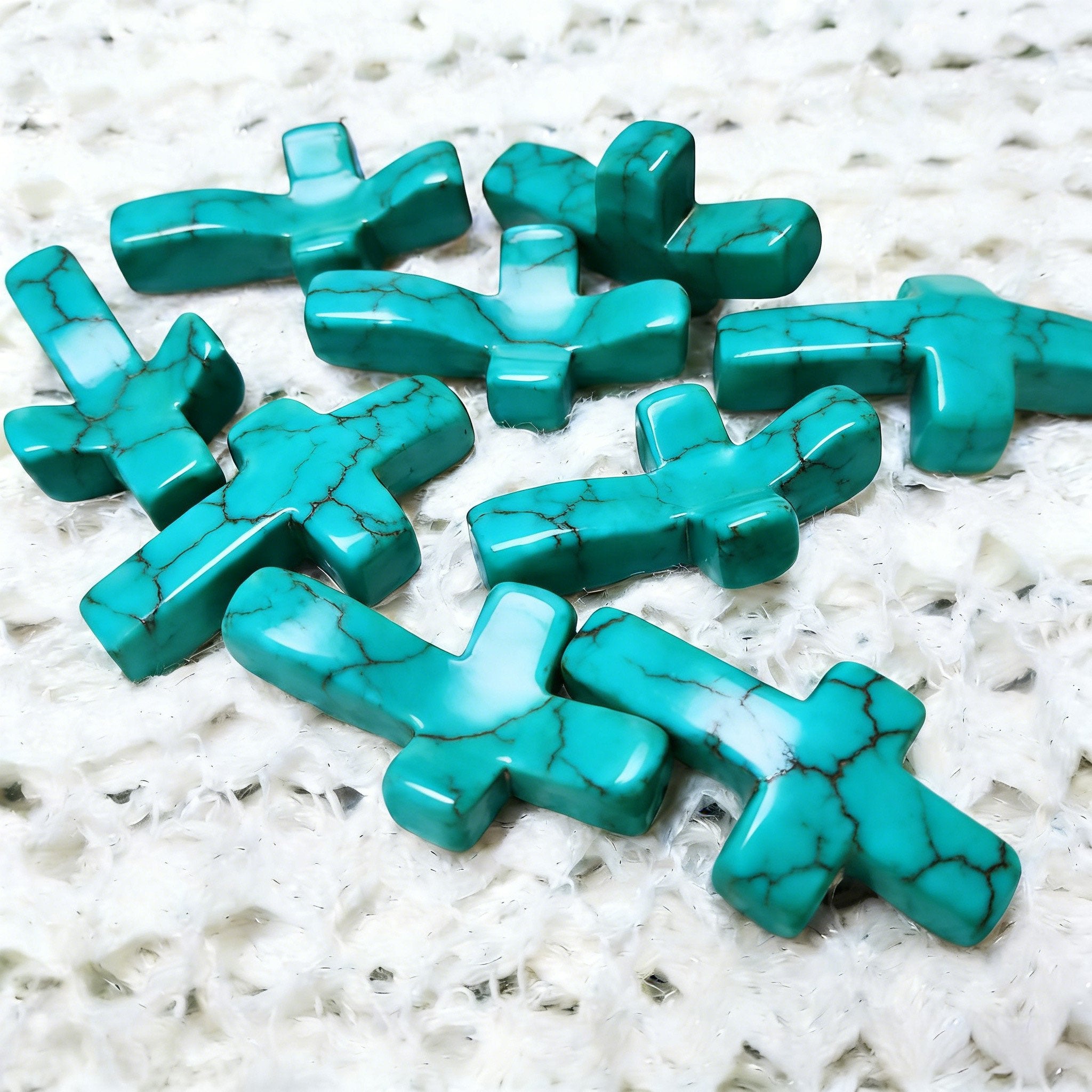 🔥🔥New Year--✝️Natural Turquoise Pocket Cross: Handcrafted for Peace & Serenity❤️