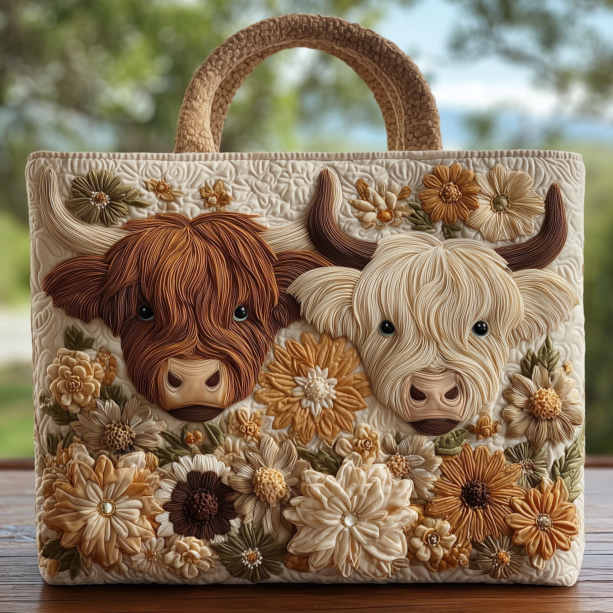 🔥🔥New Year--💼 Durable Quilted Totes — Highland Cow Quilted Tote Bag | Must-Have For Daily Use