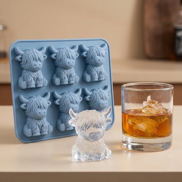 🐮 Mini Highland Cow Ice Cube & Dessert Mold 🧊🍪 Cute 3D Ice for Drinks, Parties & Gifts💕