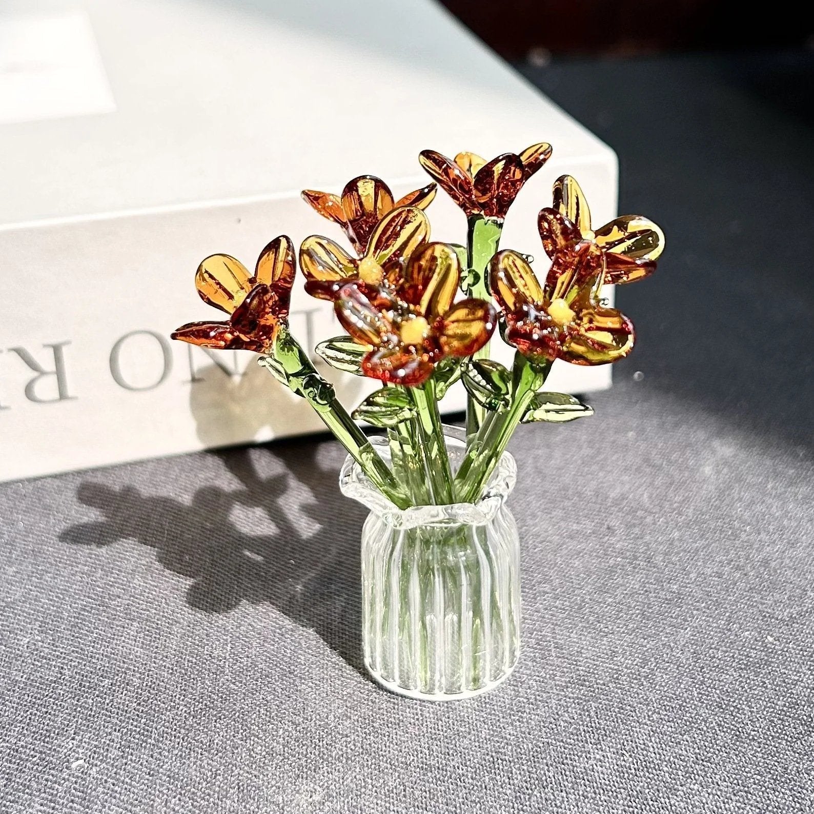 🌸2026 Mother's Day Gifts 50% Off--🎁Mini Glass Flower Ornament Crafts Artificial Flower Floral Figurine