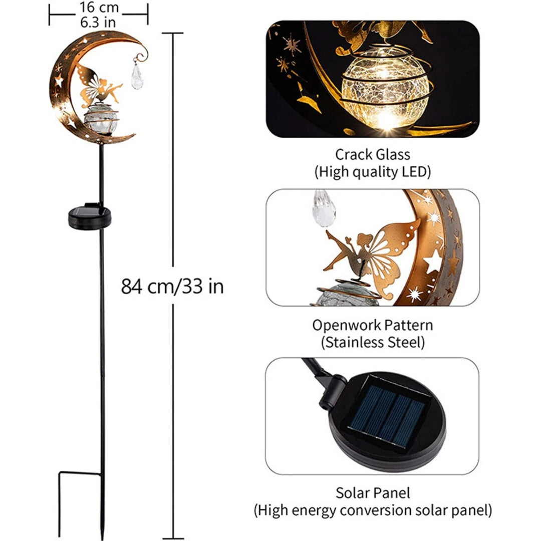 🔥Limited-time 50% discount🌙Fairy on Moon Solar Garden Stake Lights, Crackle Glass LED Outdoor Decor (3 Styles)