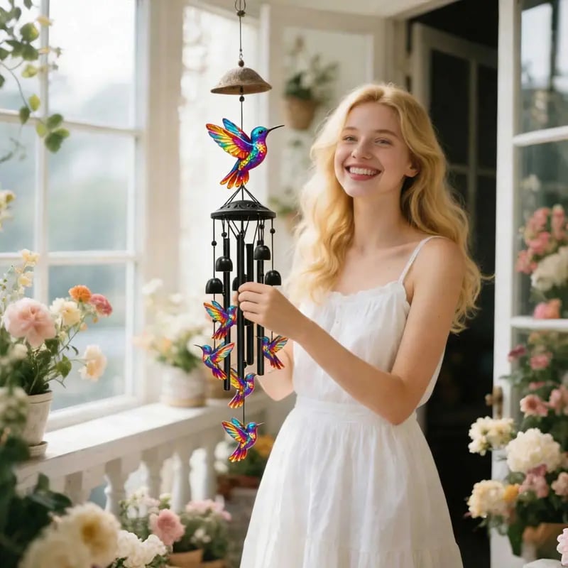 Handcrafted Retro Hummingbird Wind Chimes