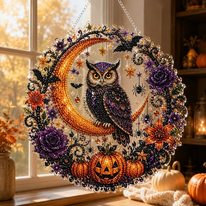 🎃🎃Black Cat Moon Diamond Art Hanging Ornament Kit – Relaxing DIY Halloween Craft 🎃💎 (📦Buy 2 Free Shipping)