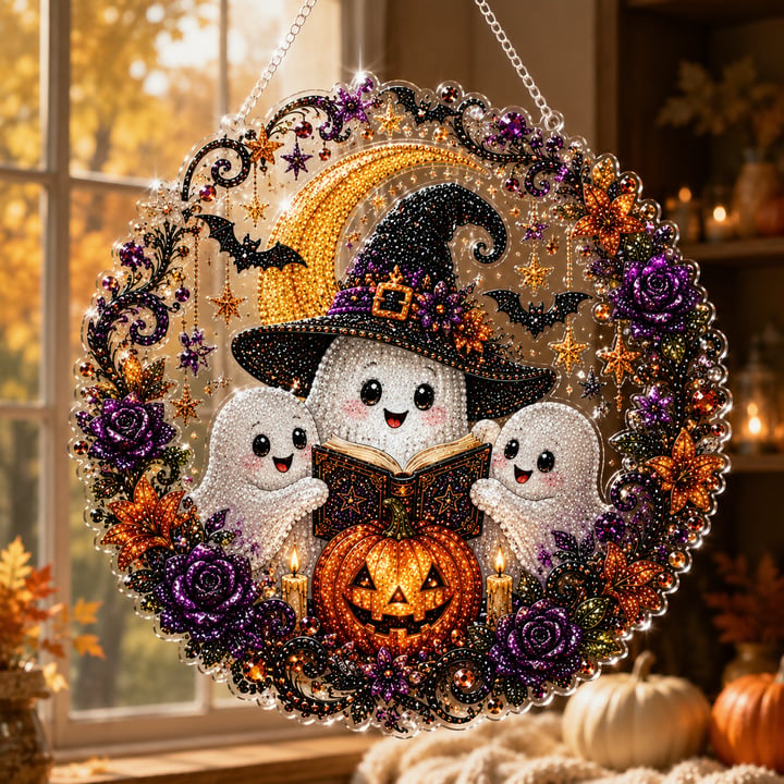 🎃Black Cat Moon Diamond Art Hanging Ornament Kit – Relaxing DIY Halloween Craft 🎃💎 (📦Buy 2 Free Shipping)