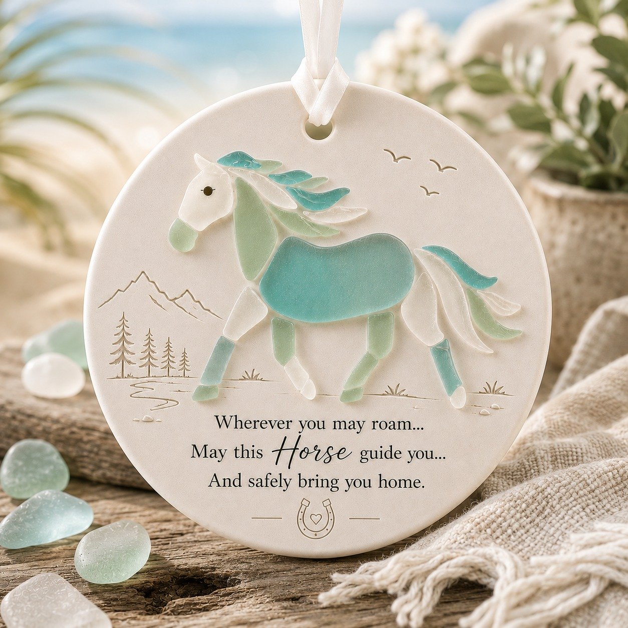 🔥Last Day 50% OFF – 🐎Travel Horse Sea Glass Ornament✨Shaped by Nature & Crafted by Hand!