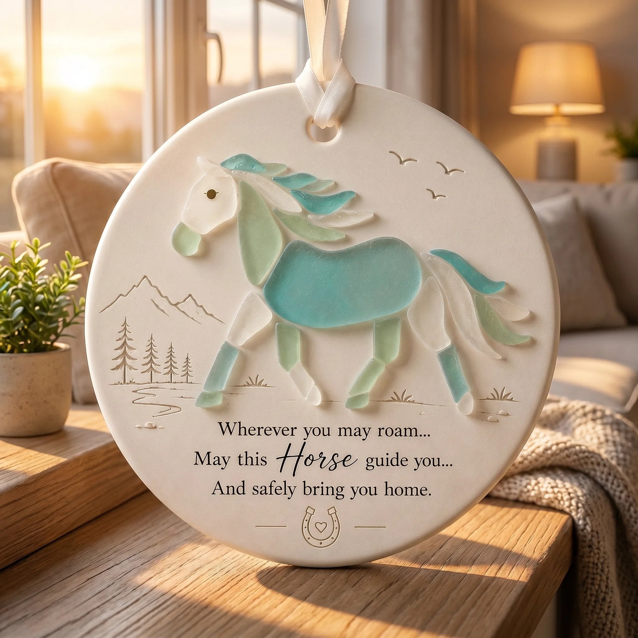 🔥Last Day 50% OFF – 🐎Travel Horse Sea Glass Ornament✨Shaped by Nature & Crafted by Hand!