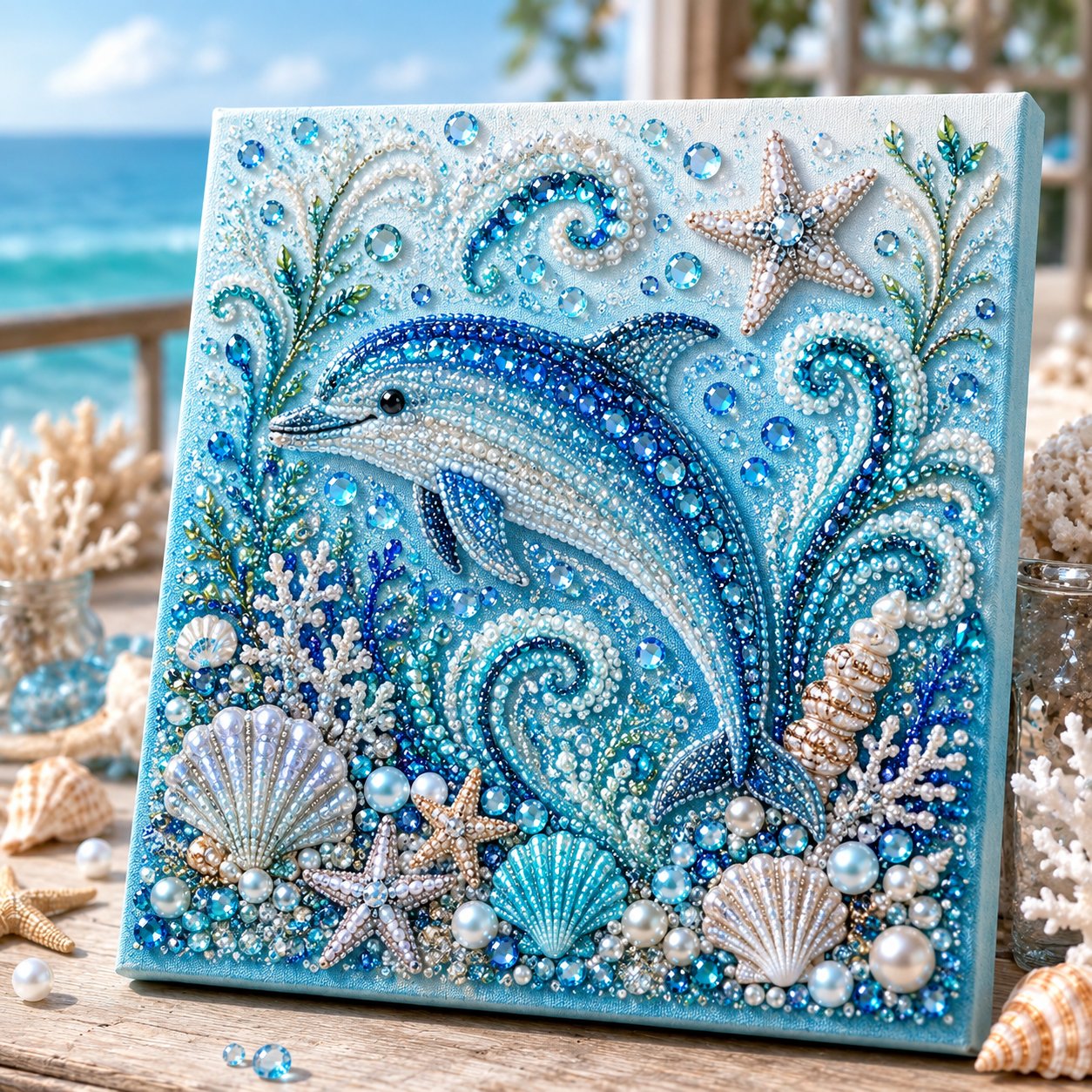 🌊 Ocean-Themed Pearl Art DIY Kit | Coastal-Style Wall Decor 🐚✨