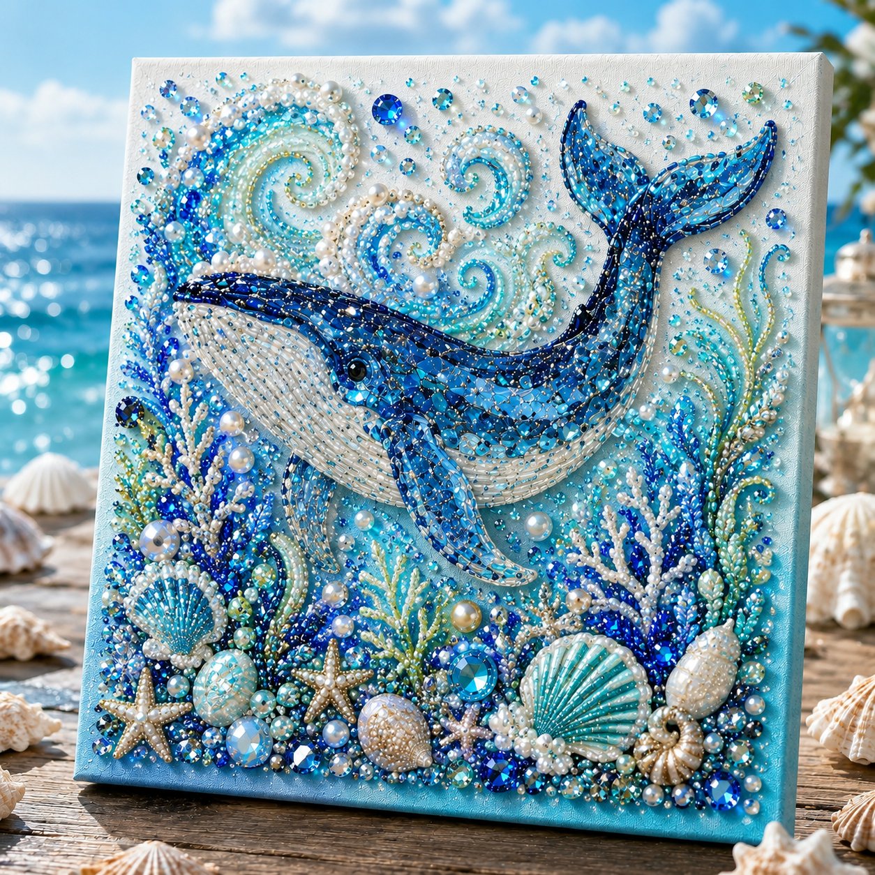 🌊 Ocean-Themed Pearl Art DIY Kit | Coastal-Style Wall Decor 🐚✨