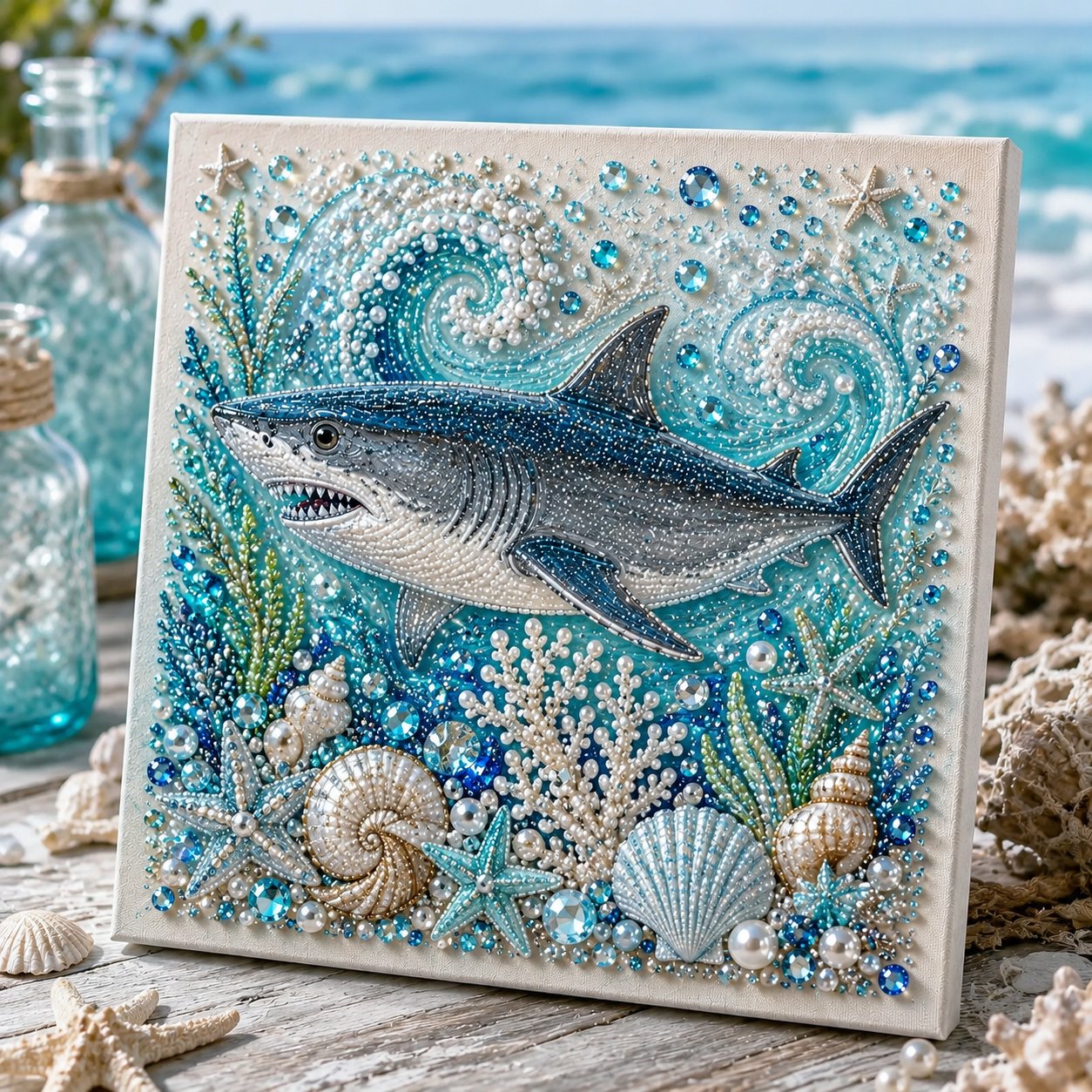 🌊 Ocean-Themed Pearl Art DIY Kit | Coastal-Style Wall Decor 🐚✨