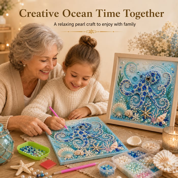 🌊 Ocean-Themed Pearl Art DIY Kit | Coastal-Style Wall Decor 🐚✨