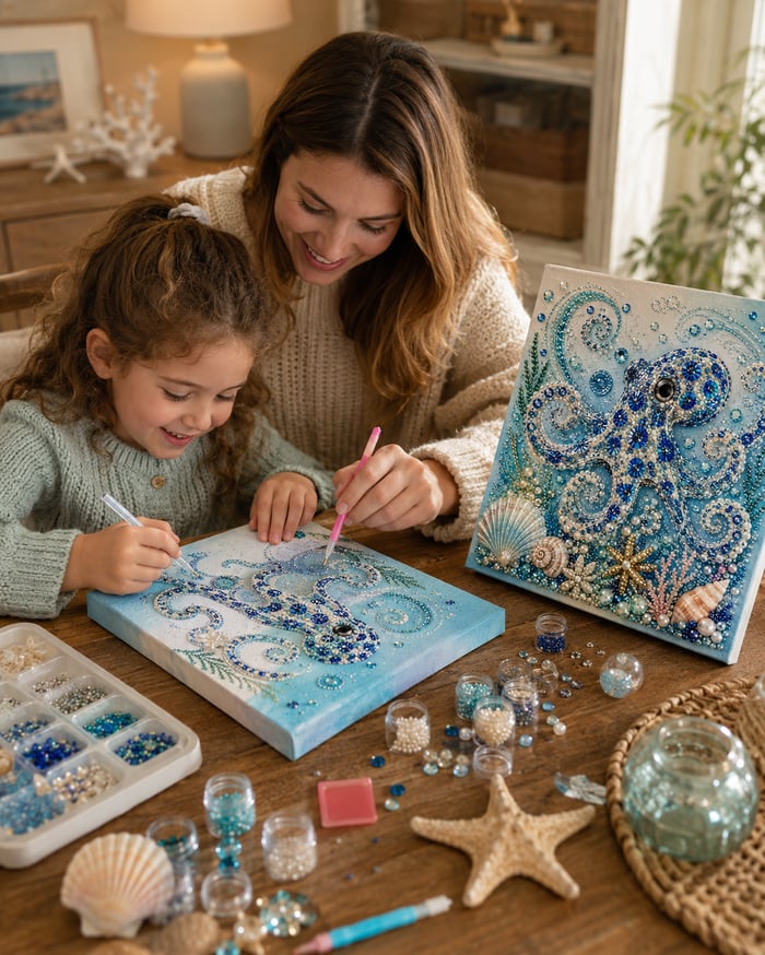 🌊 Ocean-Themed Pearl Art DIY Kit | Coastal-Style Wall Decor 🐚✨