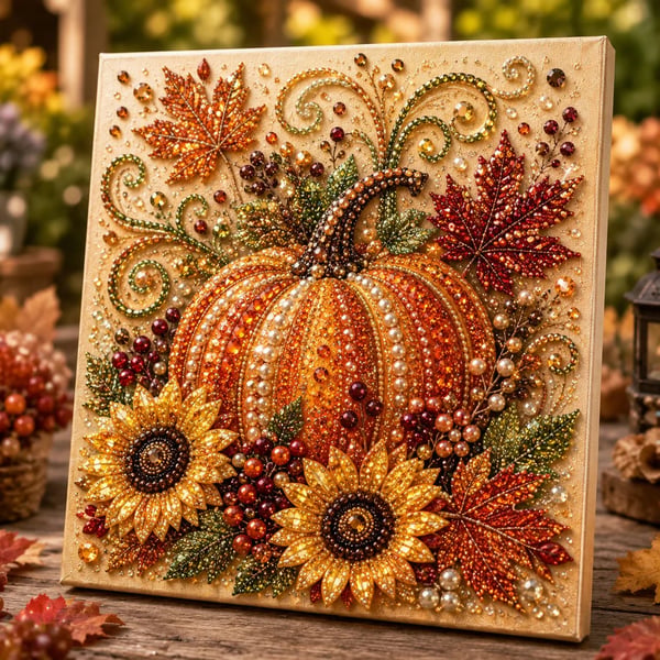 🍂✨ Autumn Pearl Painting Kit – Create a Beautiful Fall Artwork With a Touch of Sparkle