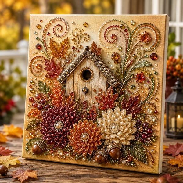 🍂✨ Autumn Pearl Painting Kit – Create a Beautiful Fall Artwork With a Touch of Sparkle