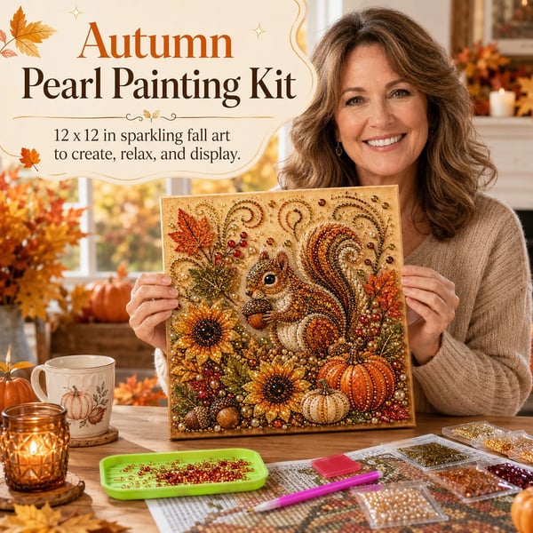 🍂✨ Autumn Pearl Painting Kit – Create a Beautiful Fall Artwork With a Touch of Sparkle