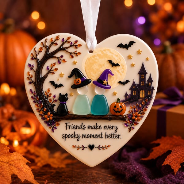 🎃 Halloween Friendship Sea Glass Ornament