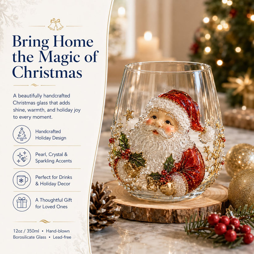 🎄🎄✨  Christmas Glass Art Cup | Luxury Holiday Glassware for Drinks, Decor & Christmas Gifts 🎁
