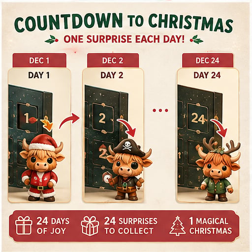 🐂🎁 2026 Highland Cow Advent Calendar – 24 Days of Christmas Surprises 🎄✨