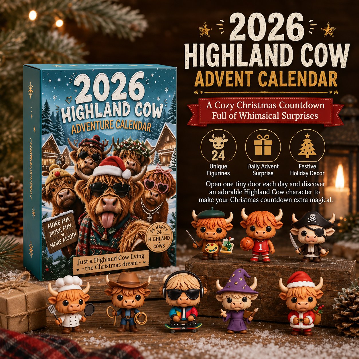 🐂🎁 2026 Highland Cow Advent Calendar – 24 Days of Christmas Surprises 🎄✨