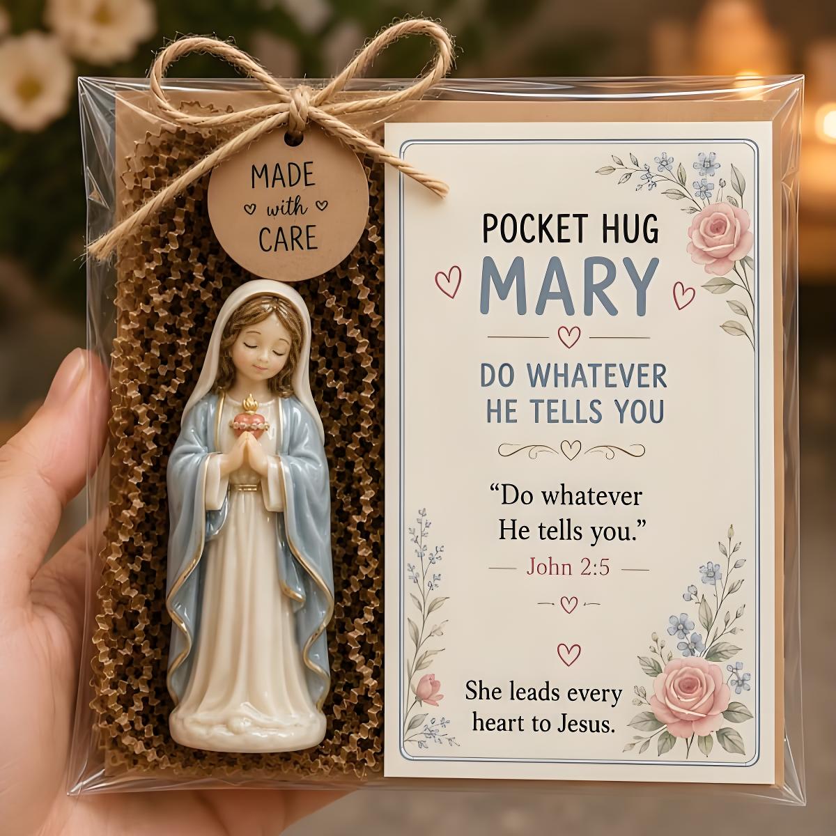 ✨✝️ Faith Pocket Hug Keepsake – Jesus, Mary & Guardian Angel Encouragement Gift