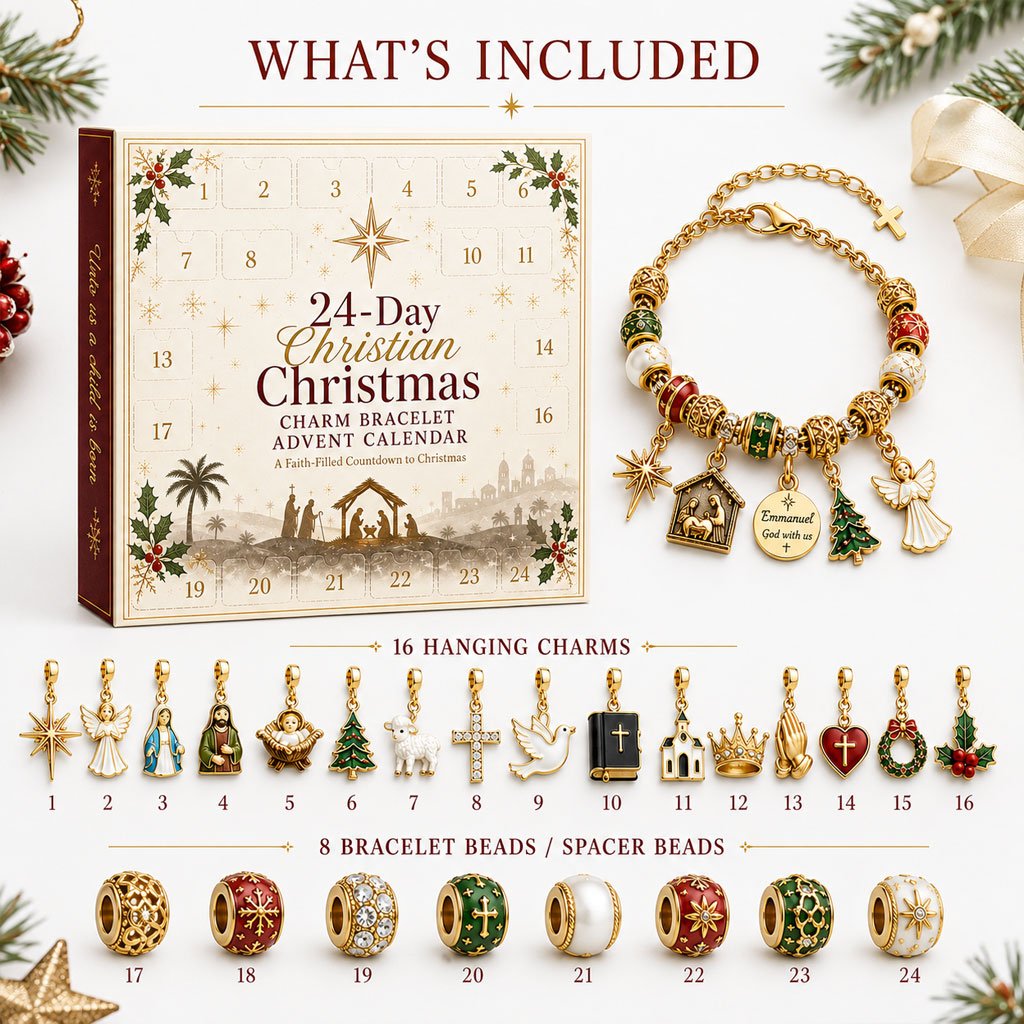 🎄24-Day Christian Christmas Charm Bracelet Advent Calendar