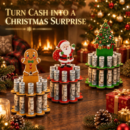 💵🎄 Christmas Tabletop Wooden Money Holder – Turn Cash Into a Festive Centerpiece ✨