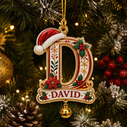 Personalized Christmas Initial Ornament – Custom Name Keepsake