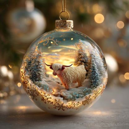 Highland Cow Snow Globe Christmas Ornament