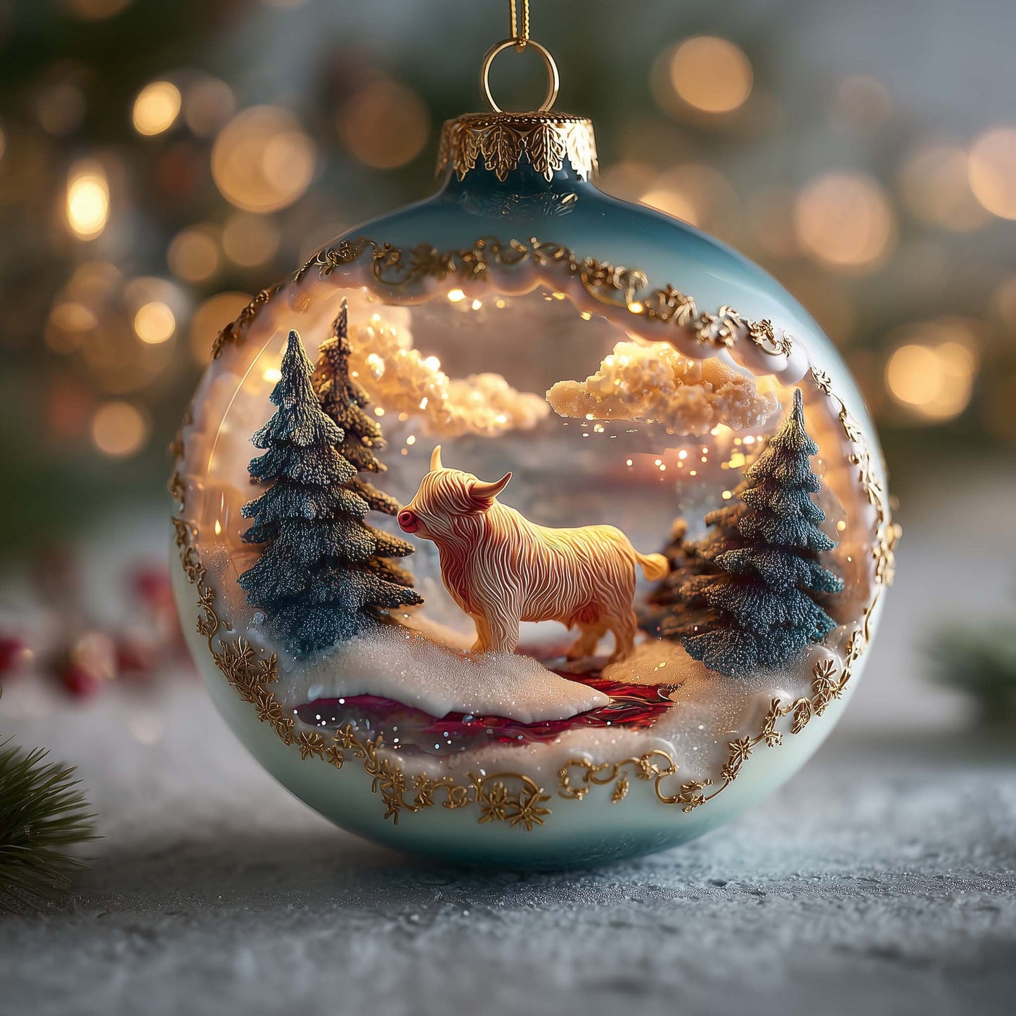 Highland Cow Snow Globe Christmas Ornament