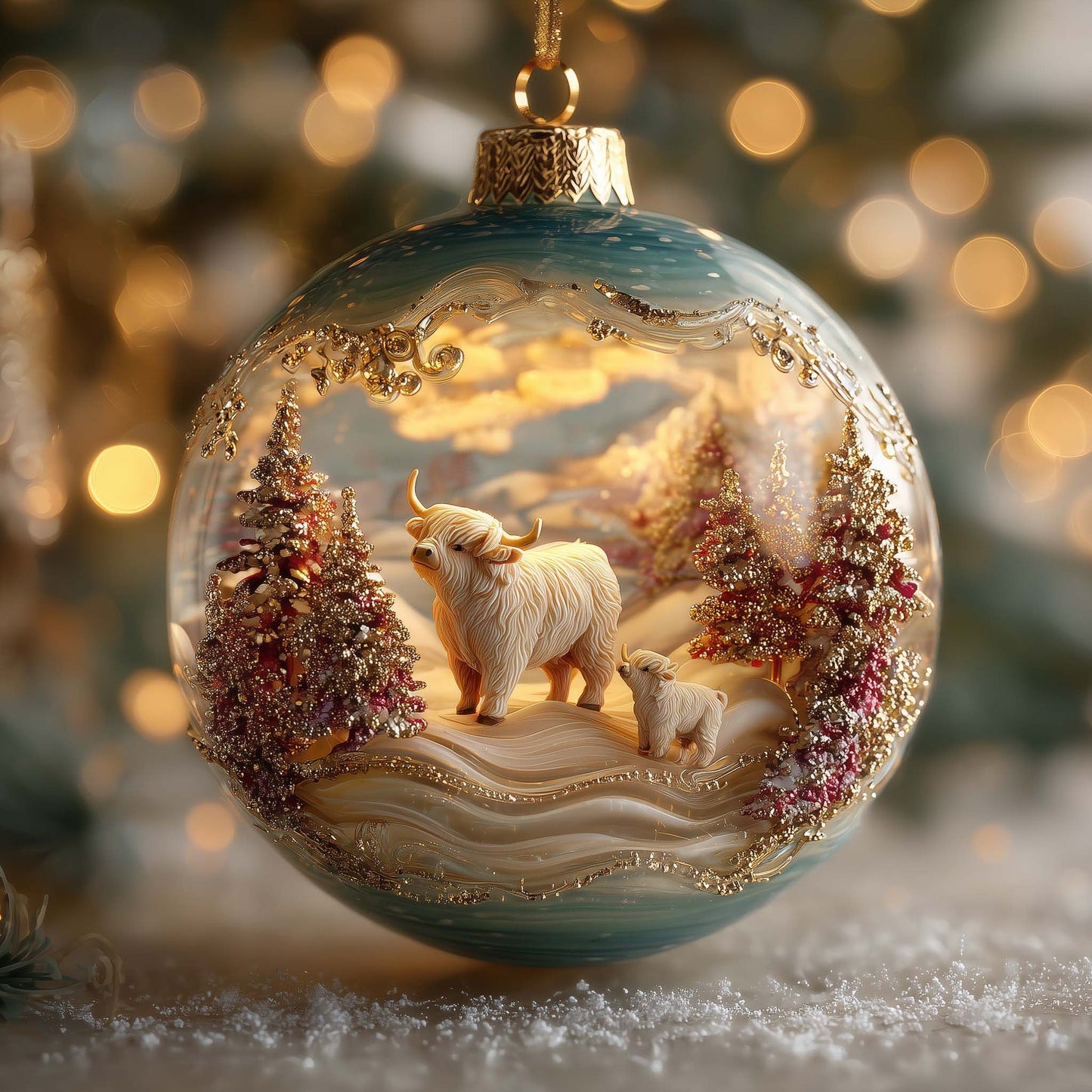 Highland Cow Snow Globe Christmas Ornament
