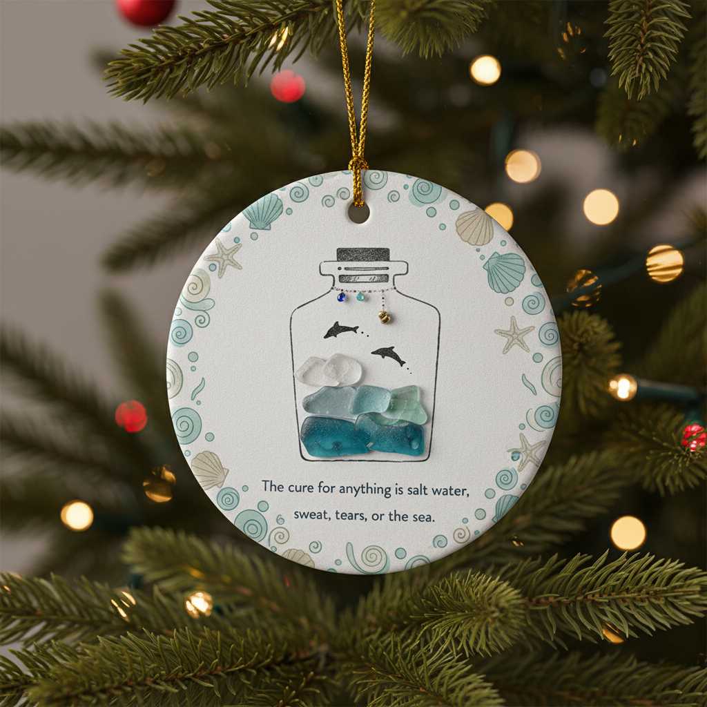 Ocean Saltwater Cure Sea Glass Ornament