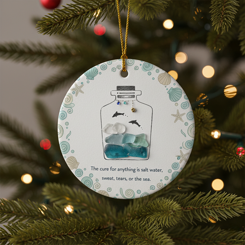 Ocean Saltwater Cure Sea Glass Ornament