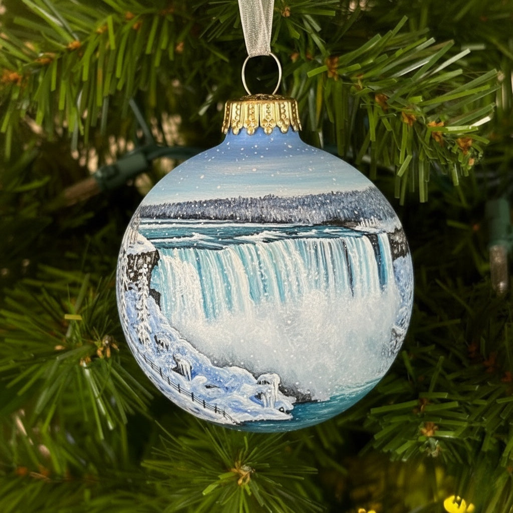 🌎 American Natural Wonders Collection – Hand-Painted Glass Christmas Ornaments