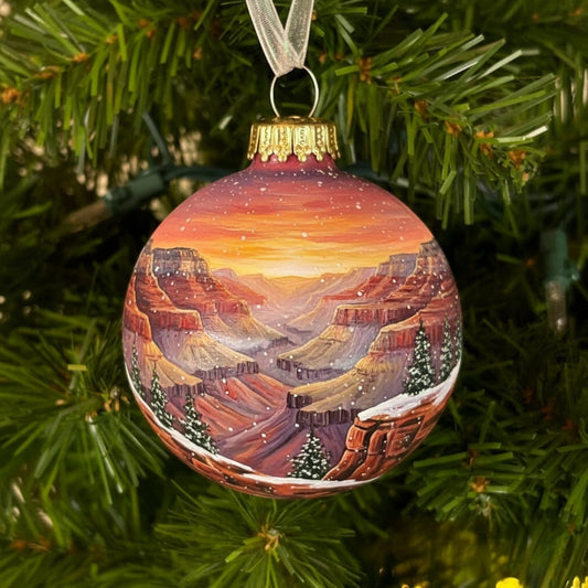 🌎 American Natural Wonders Collection – Hand-Painted Glass Christmas Ornaments