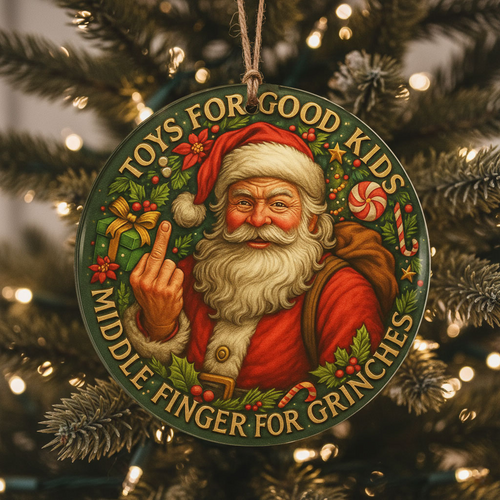 "Santa's Sassy Salute" Christmas Ornament