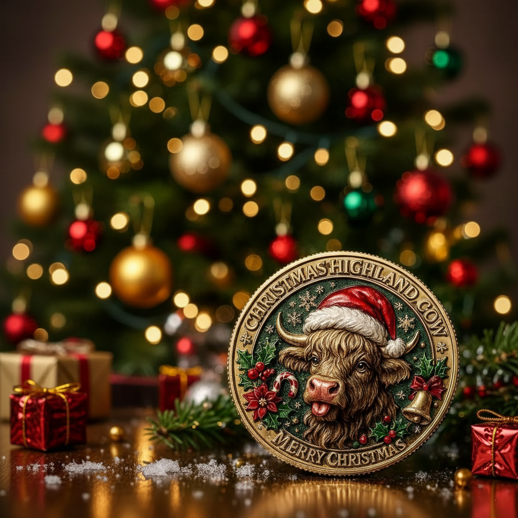 Christmas Highland Cow Challenge Coin