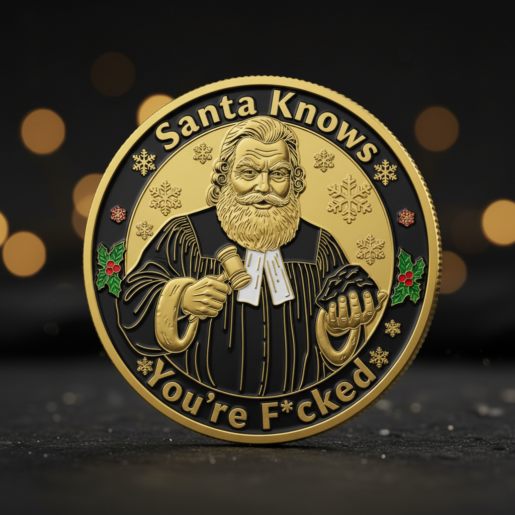 Early Christmas Sale 60%🎅Santa Knows You’re F*cked Coin – Funny Christmas Gift